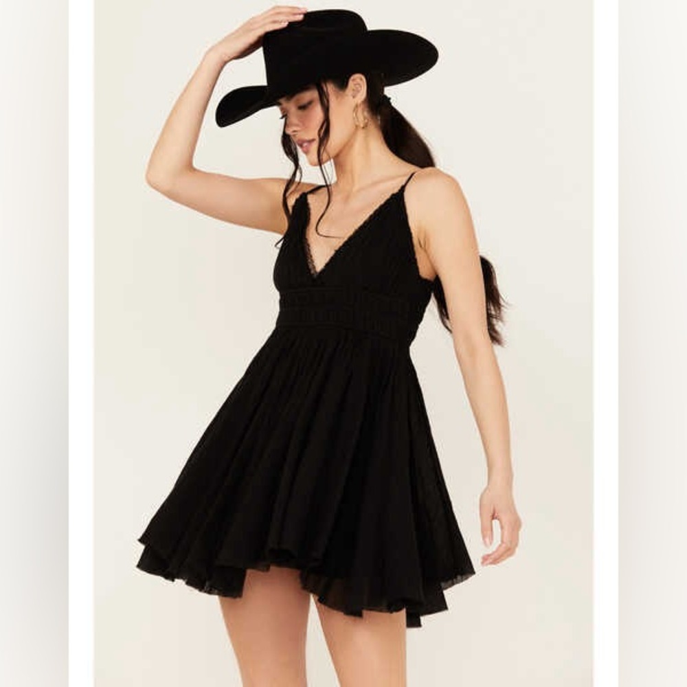 Free People Delia Slip Dress Black XS